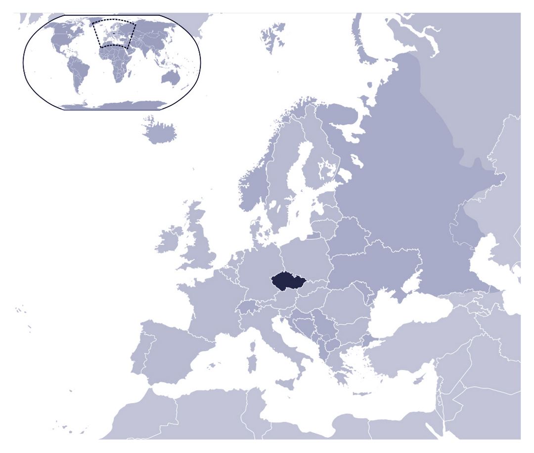 Большая карта расположения Чешской Республики в мире
