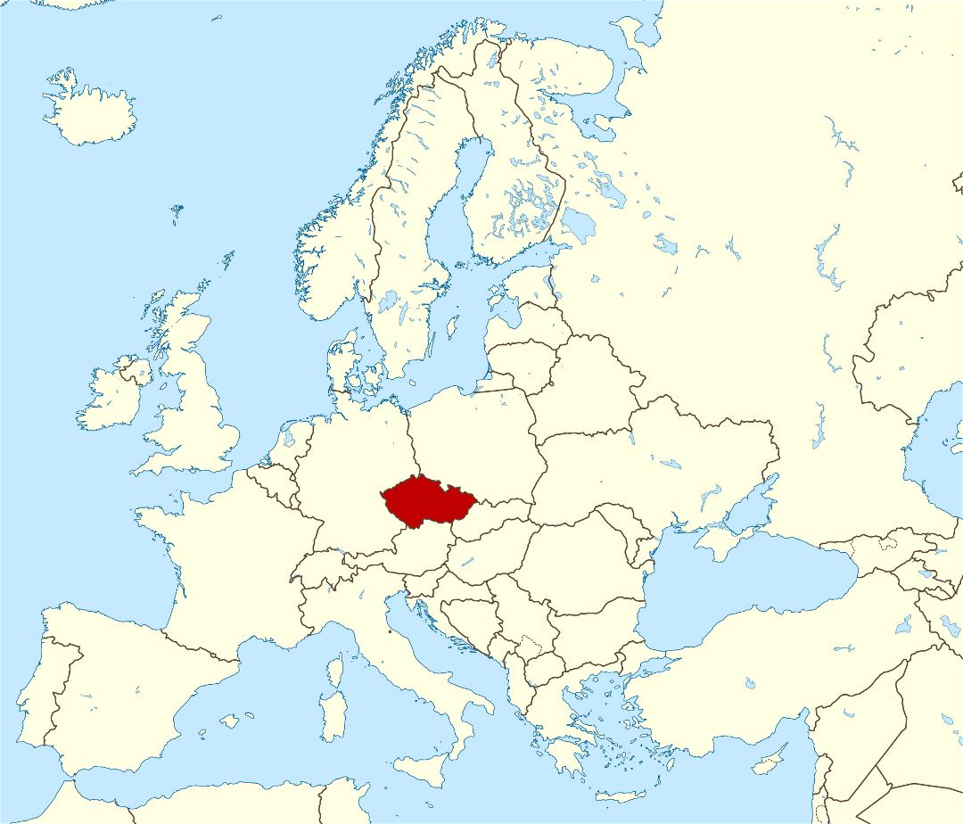 Большая карта расположения Чешской Республики