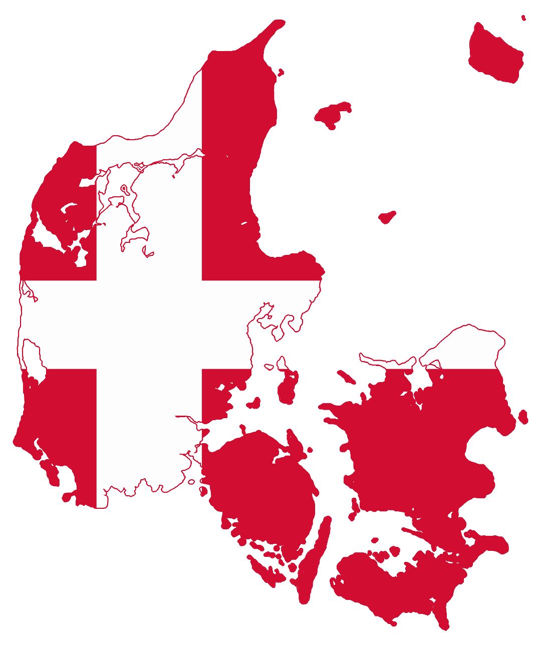 Большая карта флаг Дании