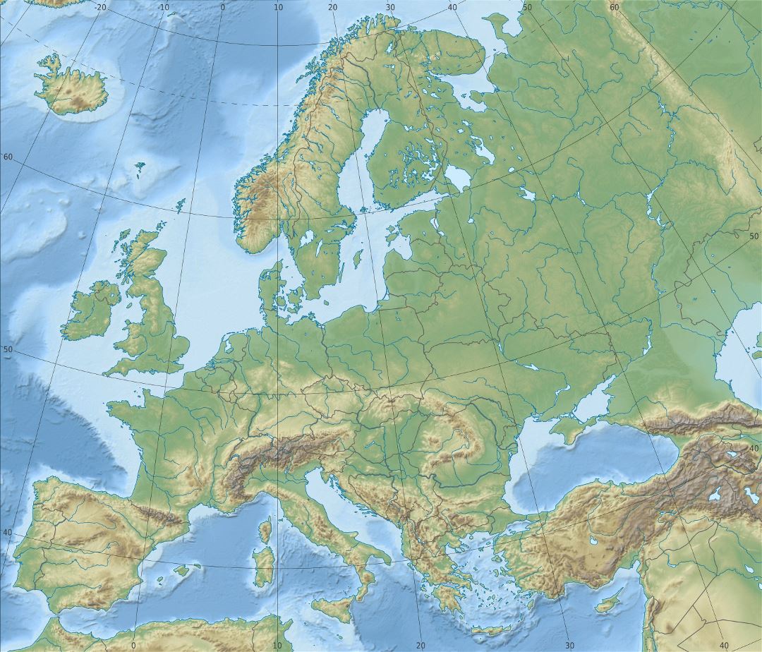 Детальная карта рельефа Европы