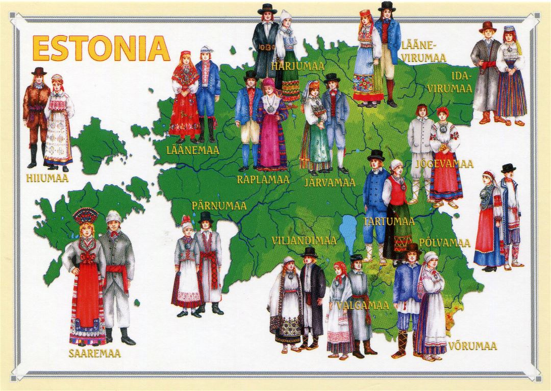Большая карта народных костюмов Эстонии