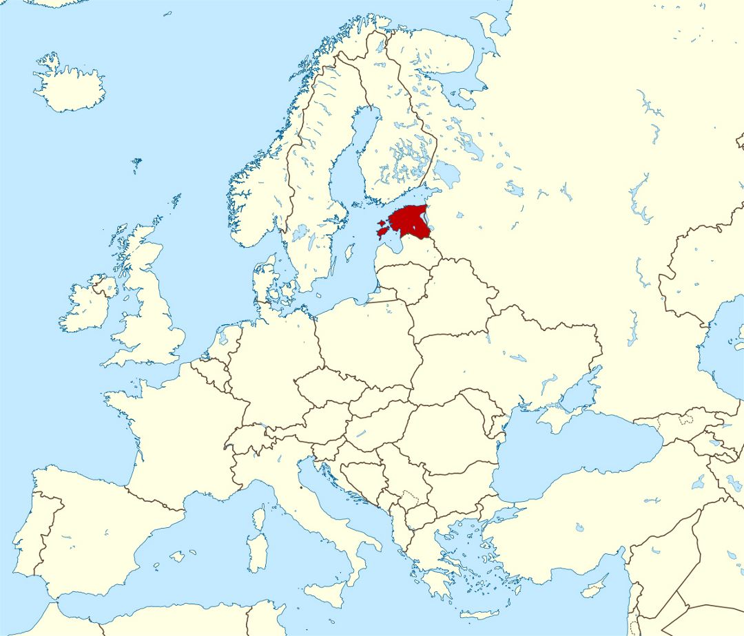 Большая карта расположения Эстонии 