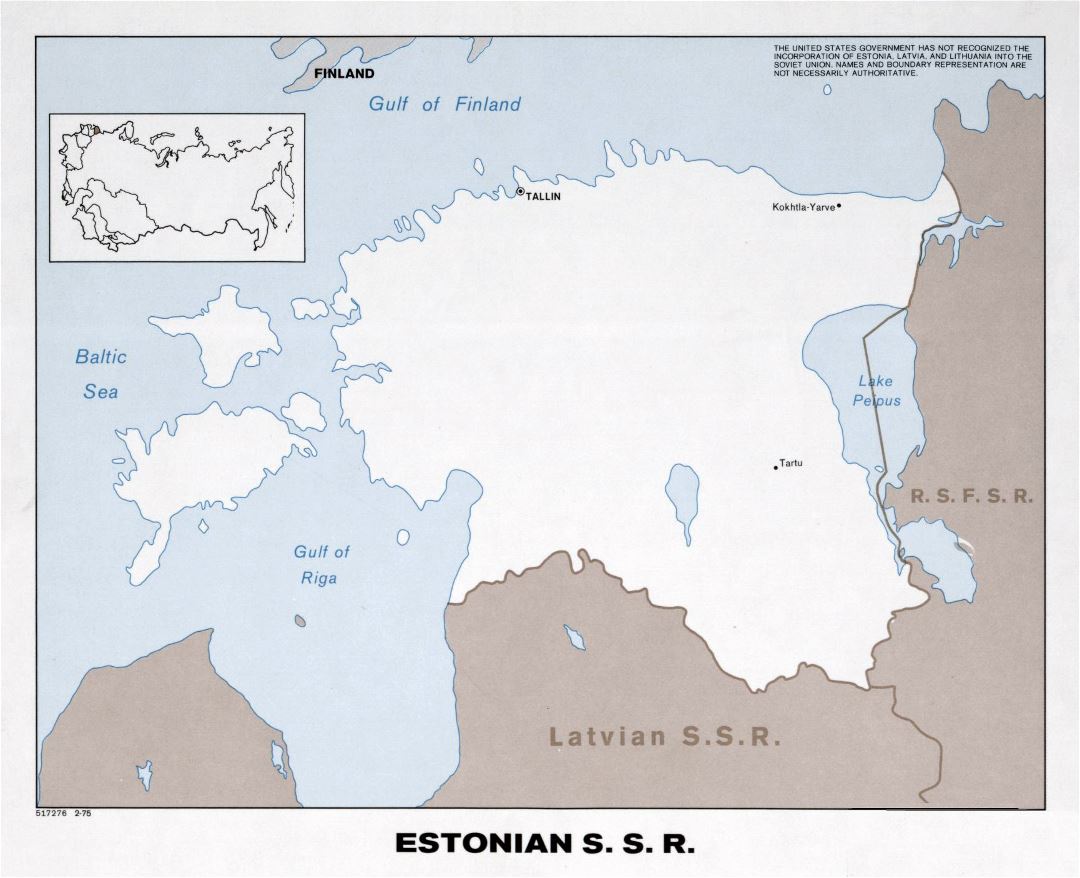 Большая политическая карта Эстонской ССР - 1975