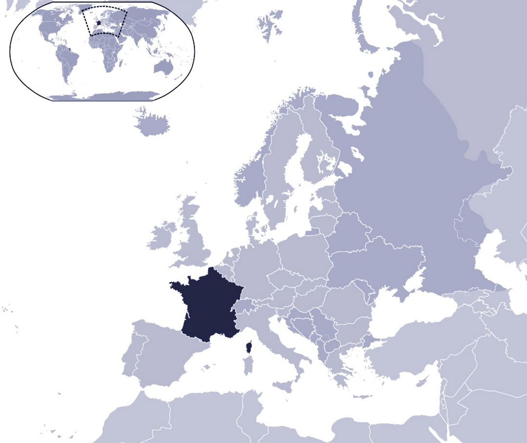 Карта расположения Франции