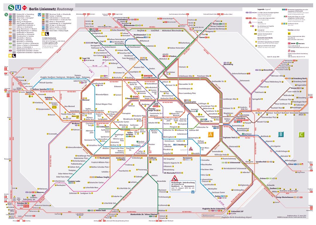 Большая детальная карта поездов Берлина