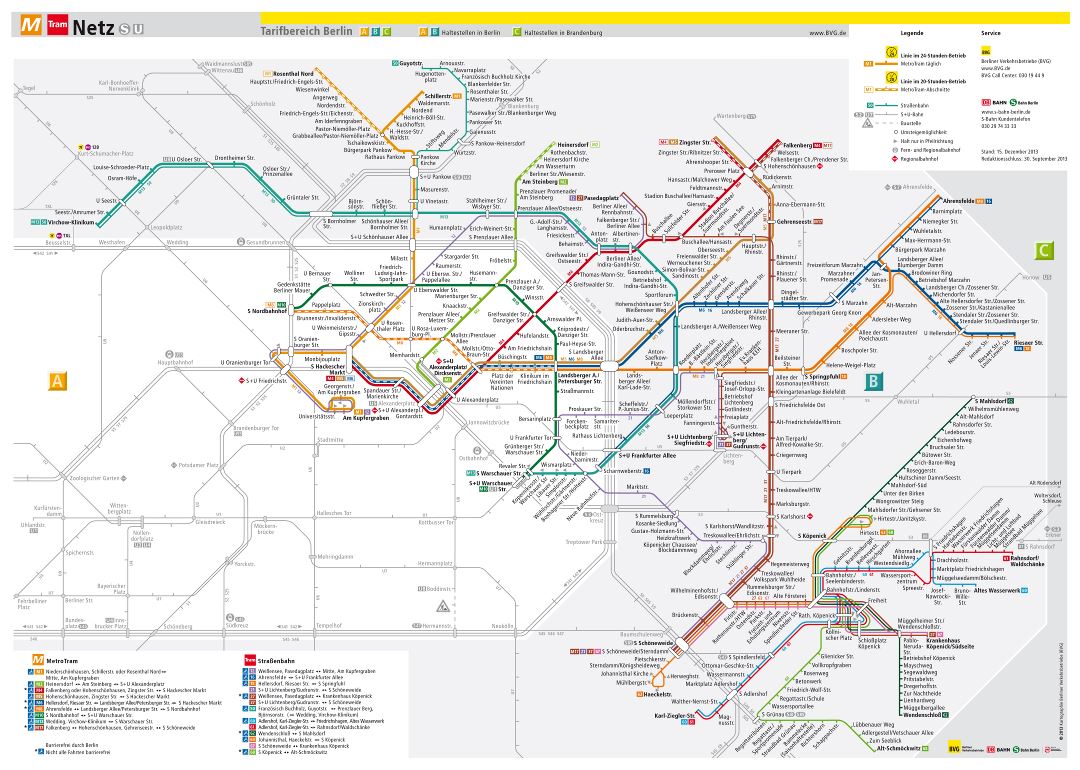 Большая детальная трамвайная карта Берлина