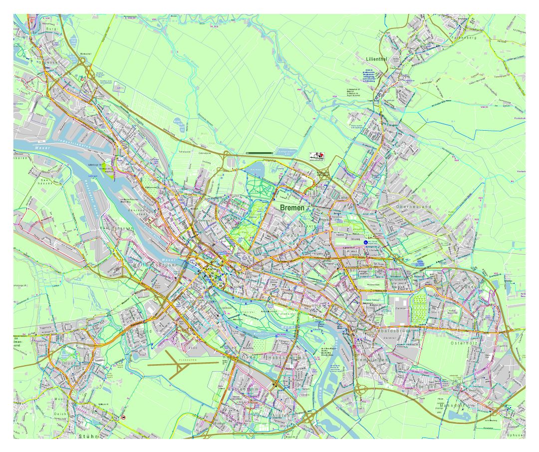 Большая детальная карта города Бремен