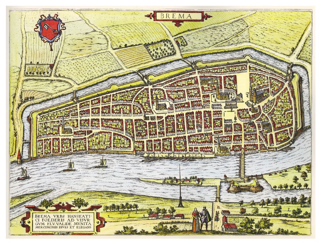 Большая детальная старая карта Бремена - 1535-1590