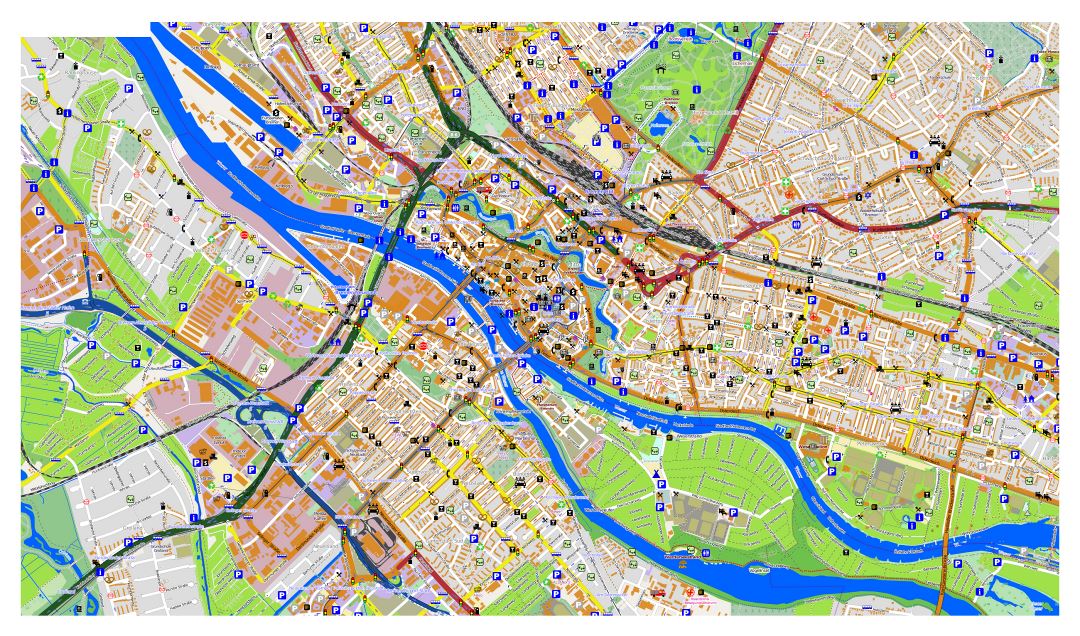 Большая карта города Бремен с другими пометками