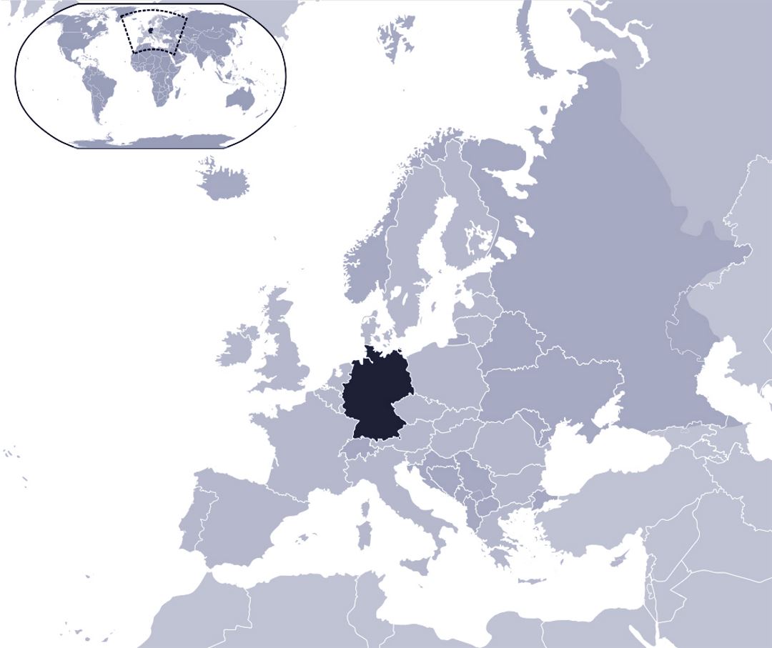 Детальная карта расположения Германии