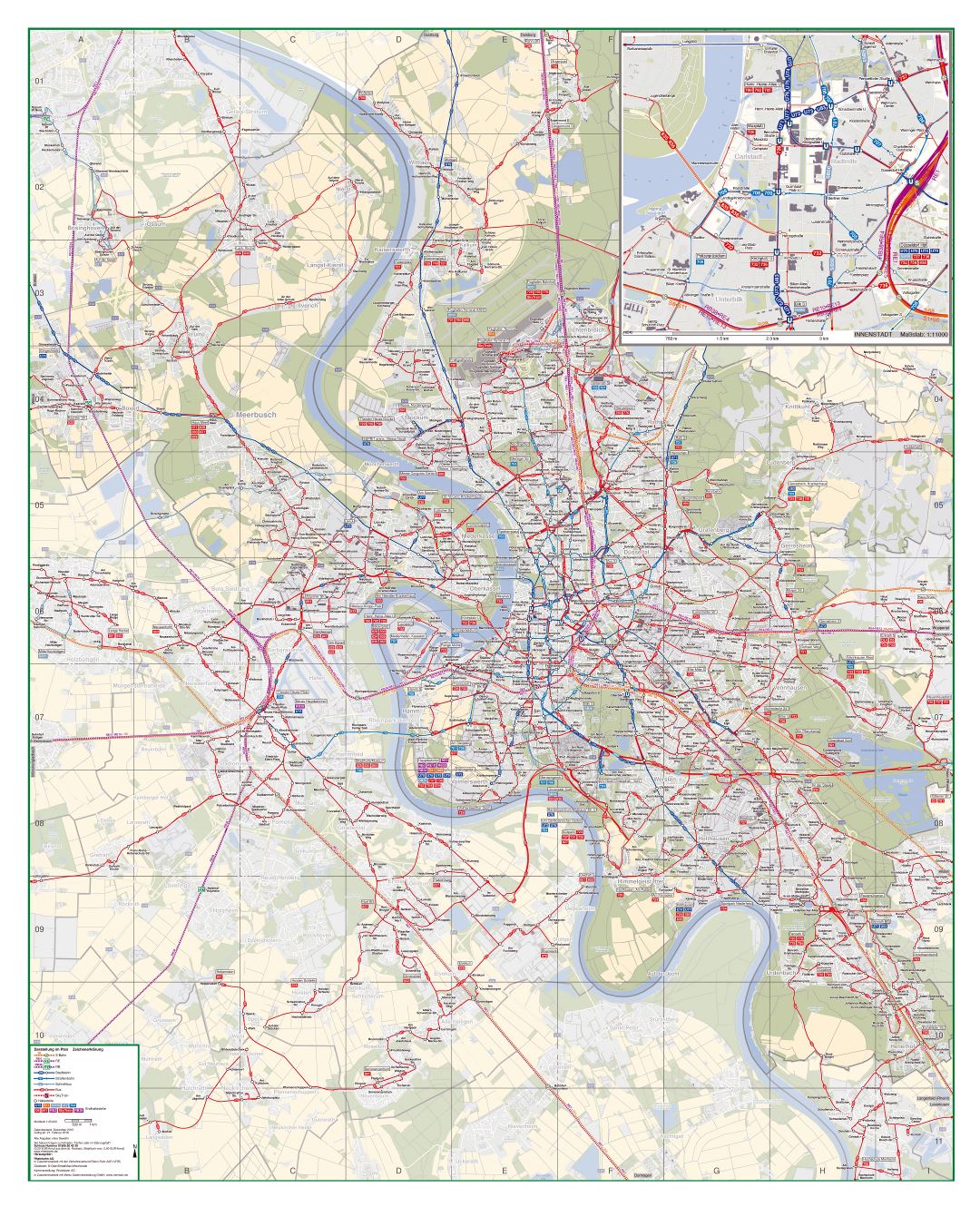 Крупномасштабная карта транспорта города Дюссельдорф