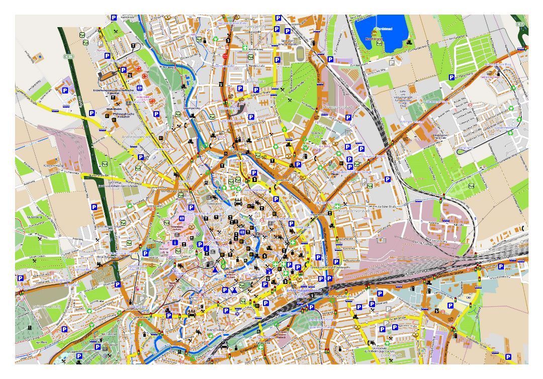 Большая карта города Эрфурт с другими пометками