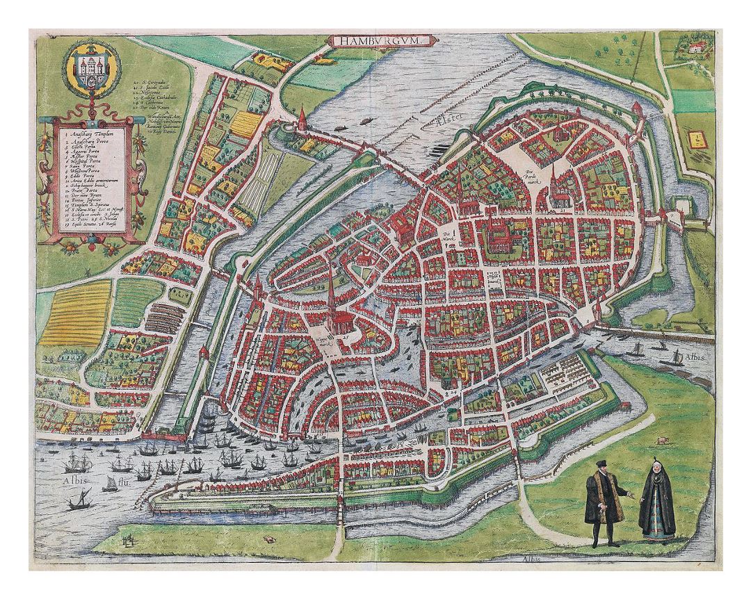 Детальная старая карта города Гамбург - 1590