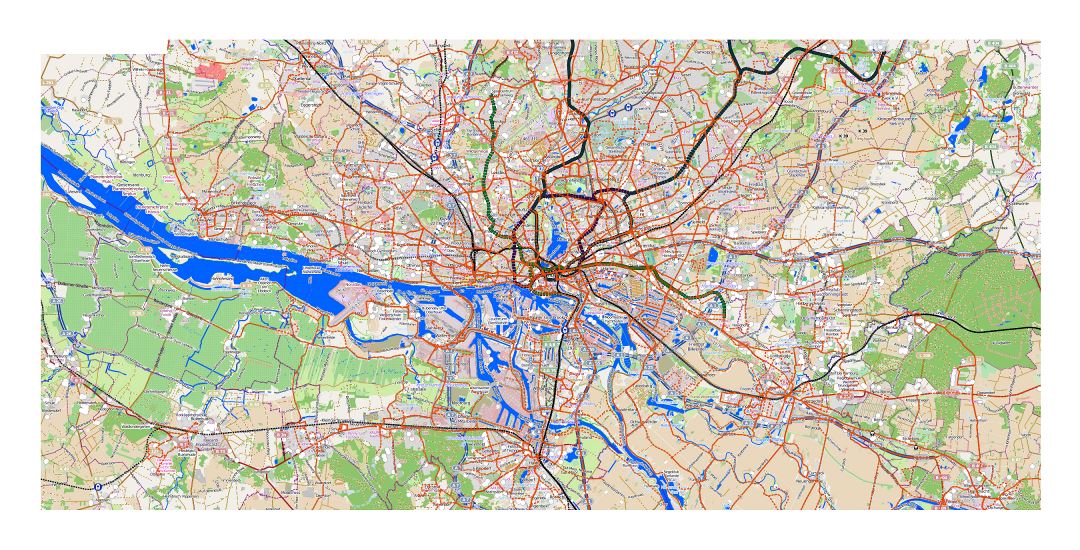 Большая детальная карта города Гамбург