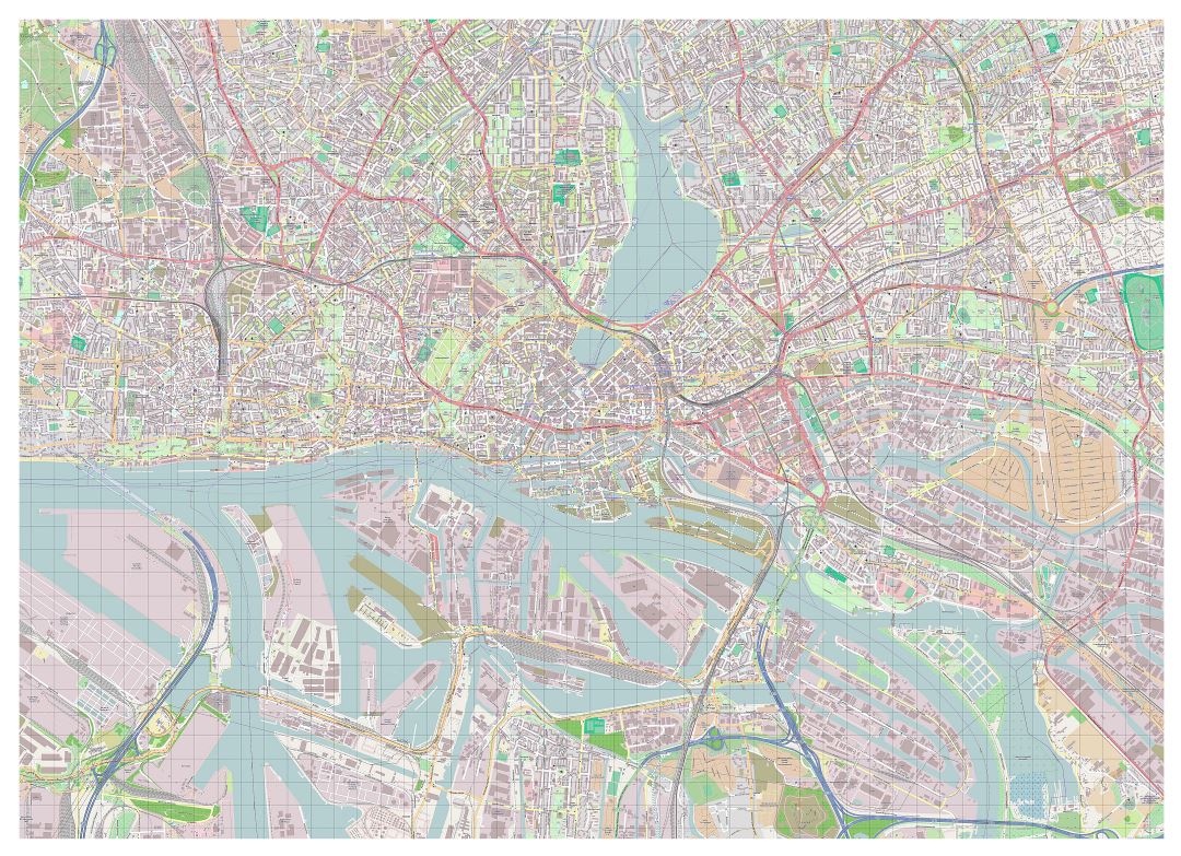 Крупномасштабная карта города Гамбург