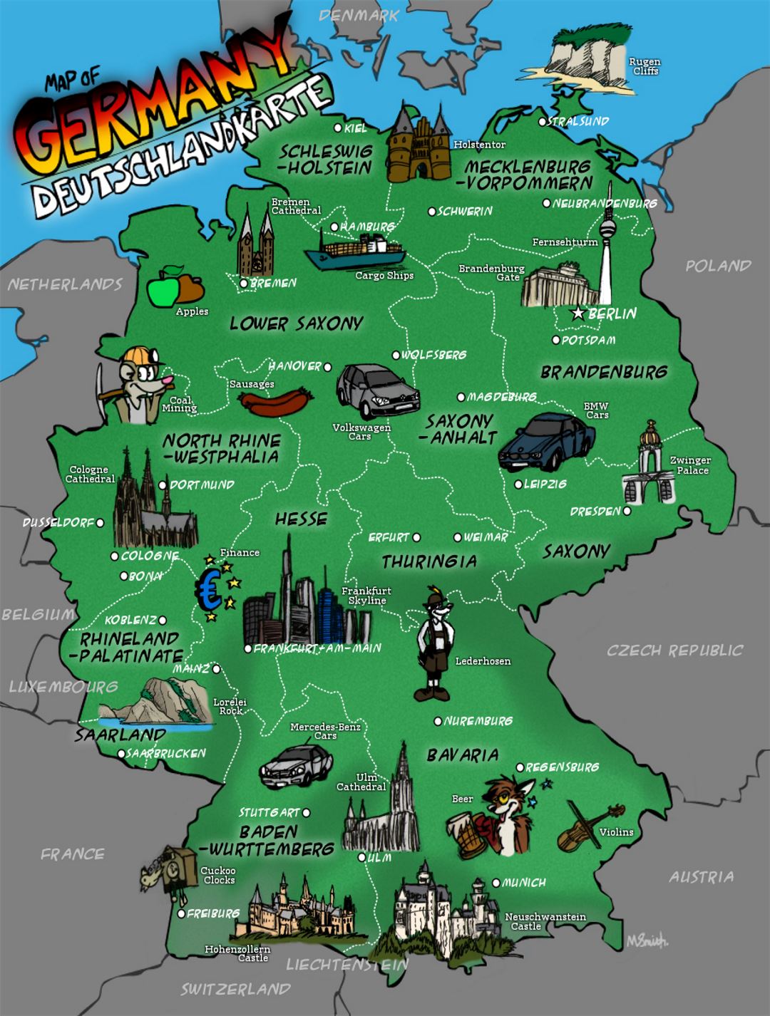 Большая иллюстрированная карта Германии