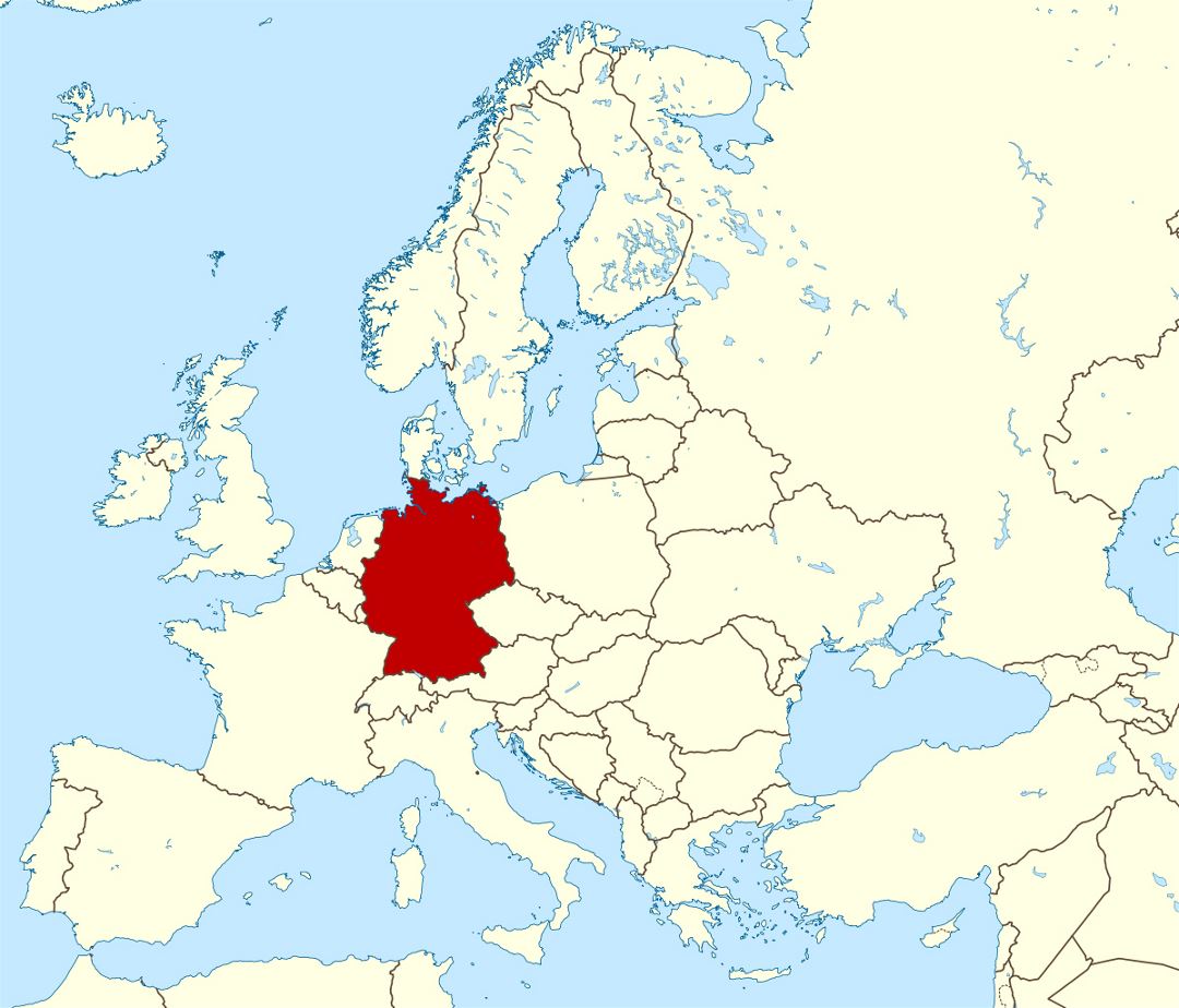 Большая карта расположения Германии