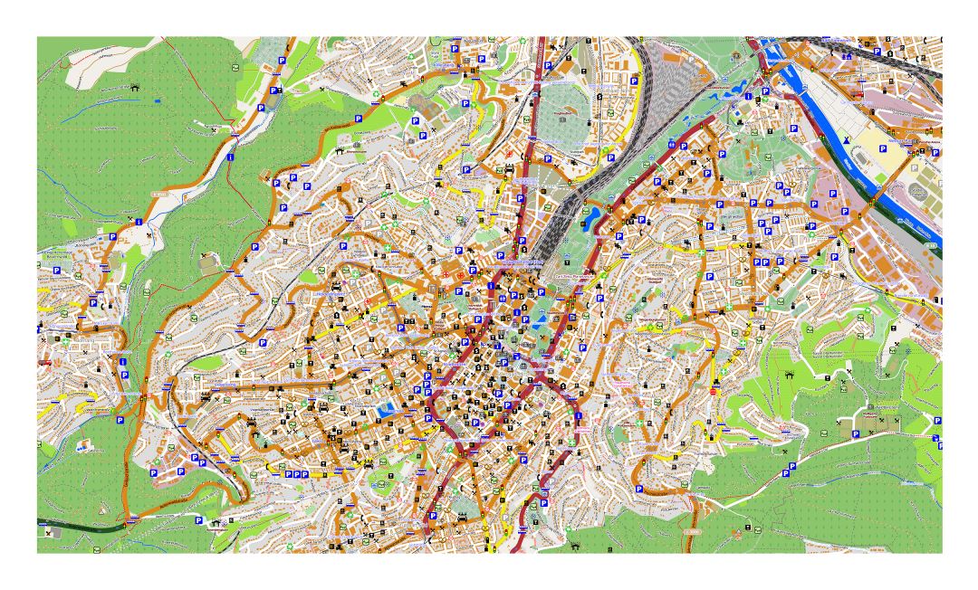 Большая карта города Штутгарта с другими пометками