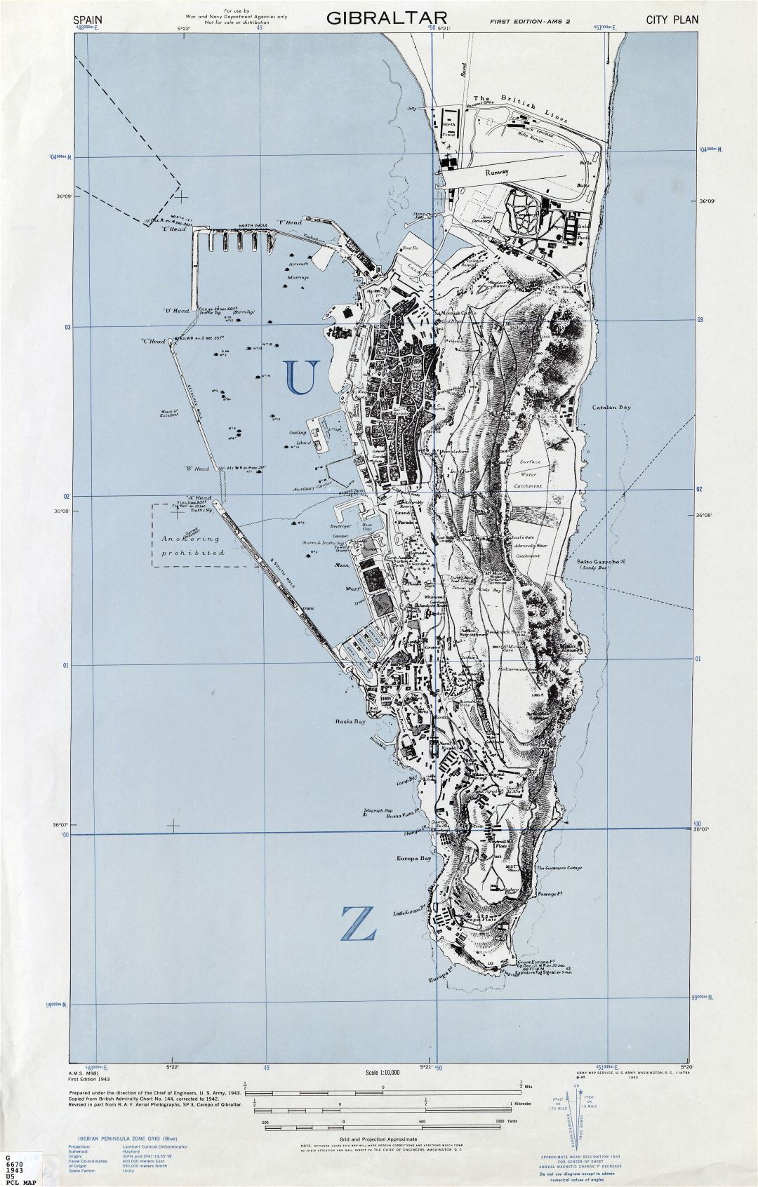 Большая детальная топографическая карта Гибралтара со зданиями