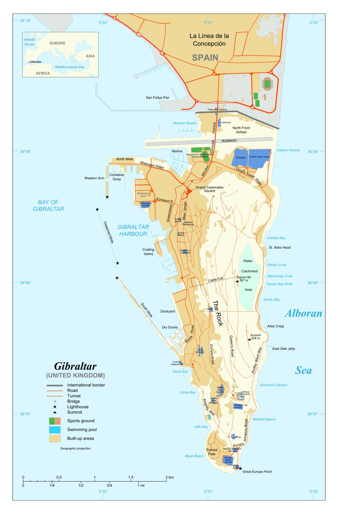 Большая карта Гибралтара