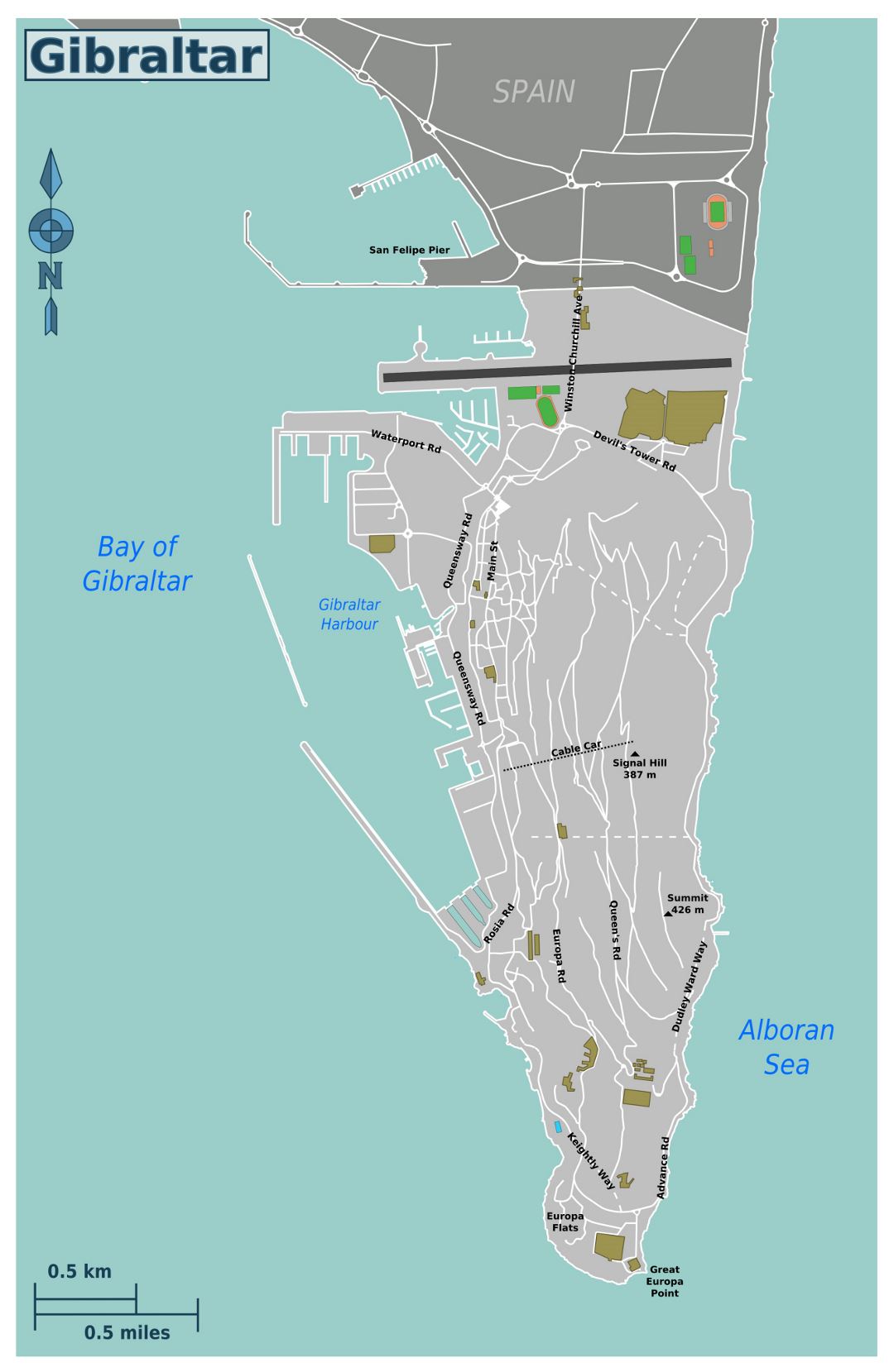 Большая карта дорог Гибралтара