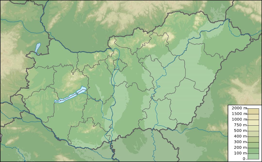 Большая физическая карта Венгрии