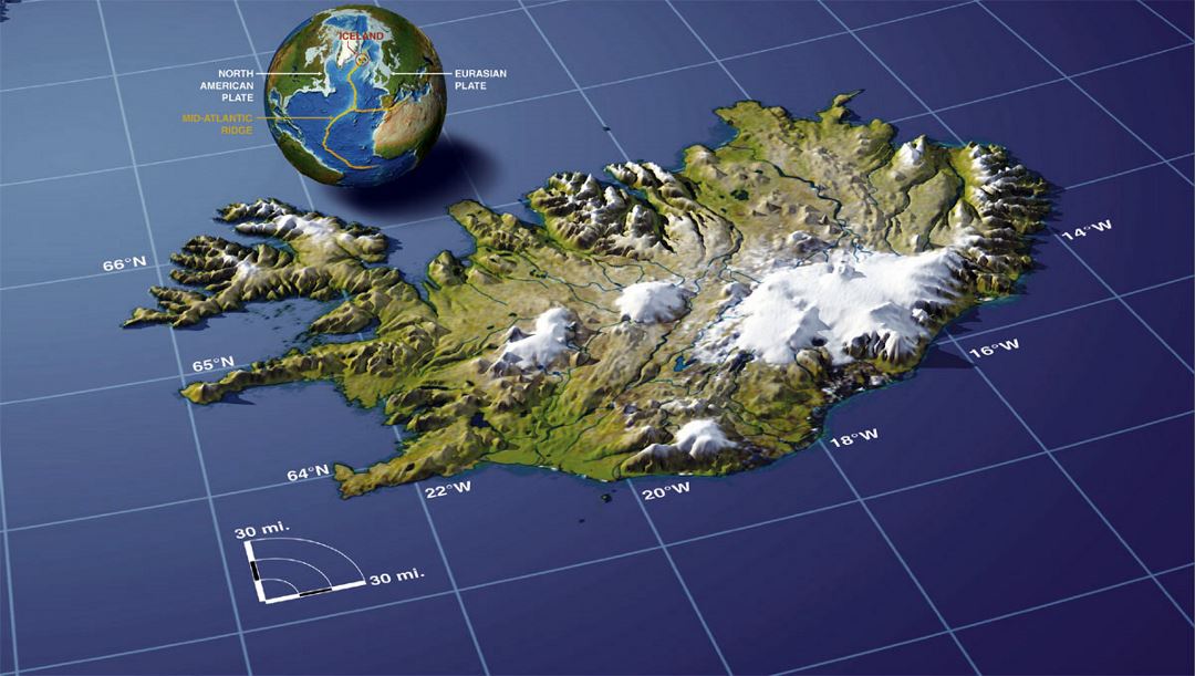 Детальная панорамная карта Исландии