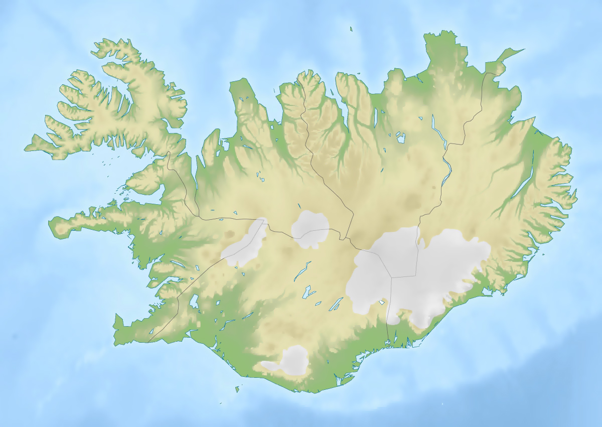 Большая карта рельефа Исландии