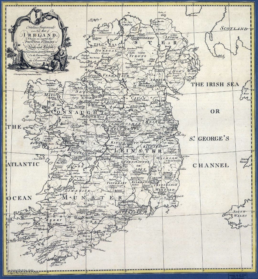 Детальная старая политическая и административная карта Ирландии - 1795