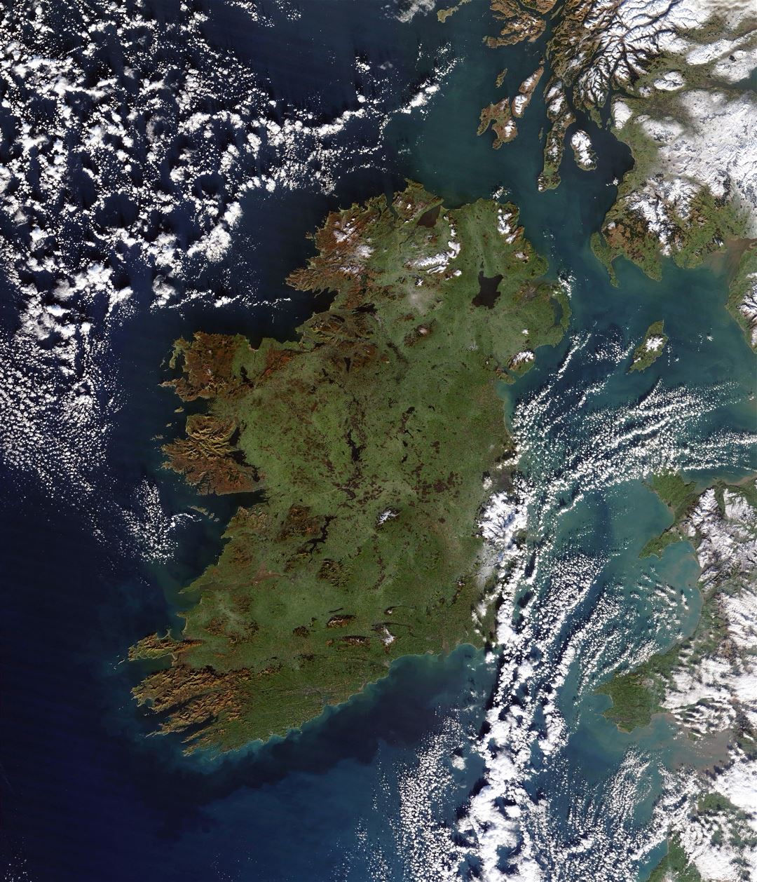 Большая спутниковая карта Ирландии