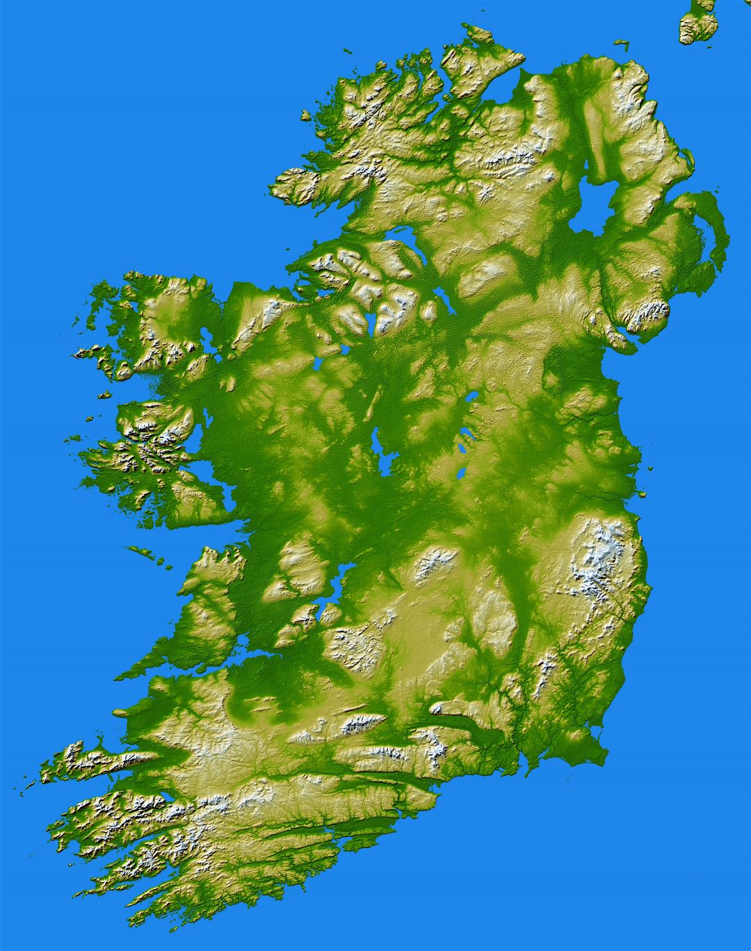 Крупномасштабная детальная топографическая карта Ирландии