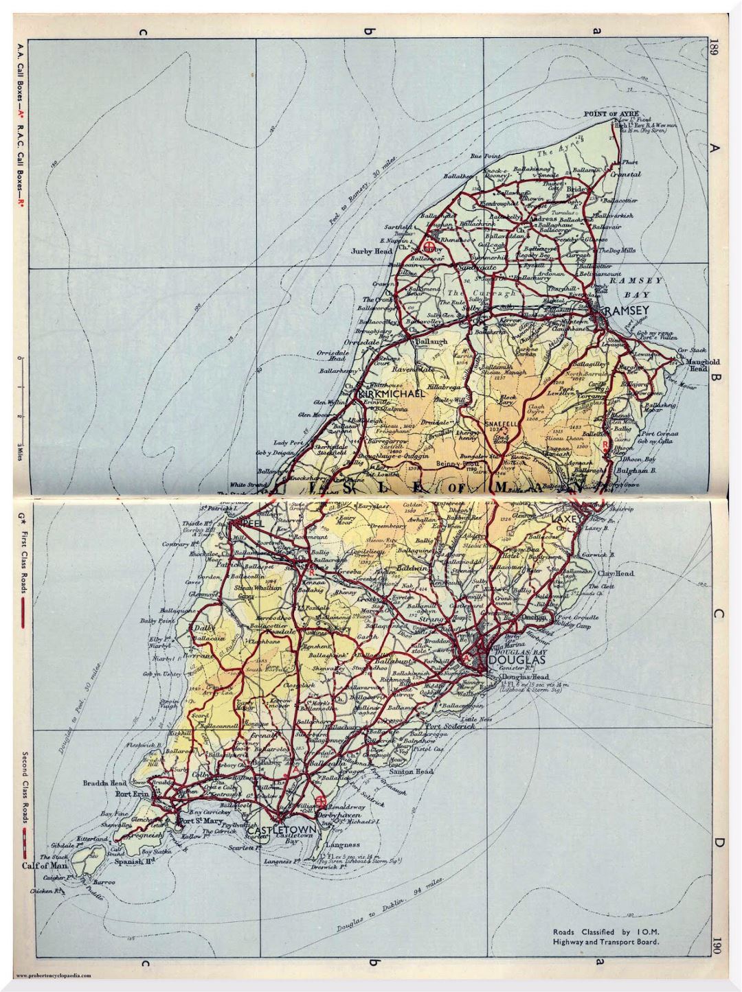 Большая старая карта дорог острова Мэн