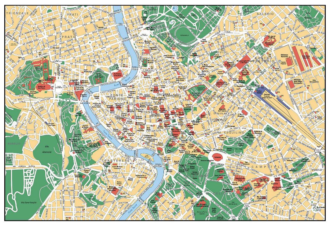 Детальная туристическая карта города Рима