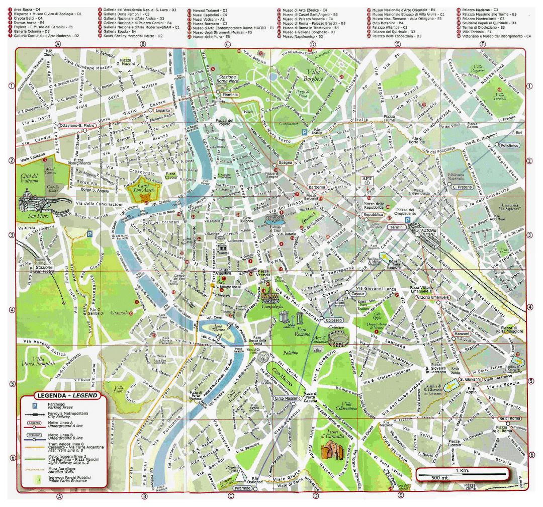 Туристическая карта центра Рима