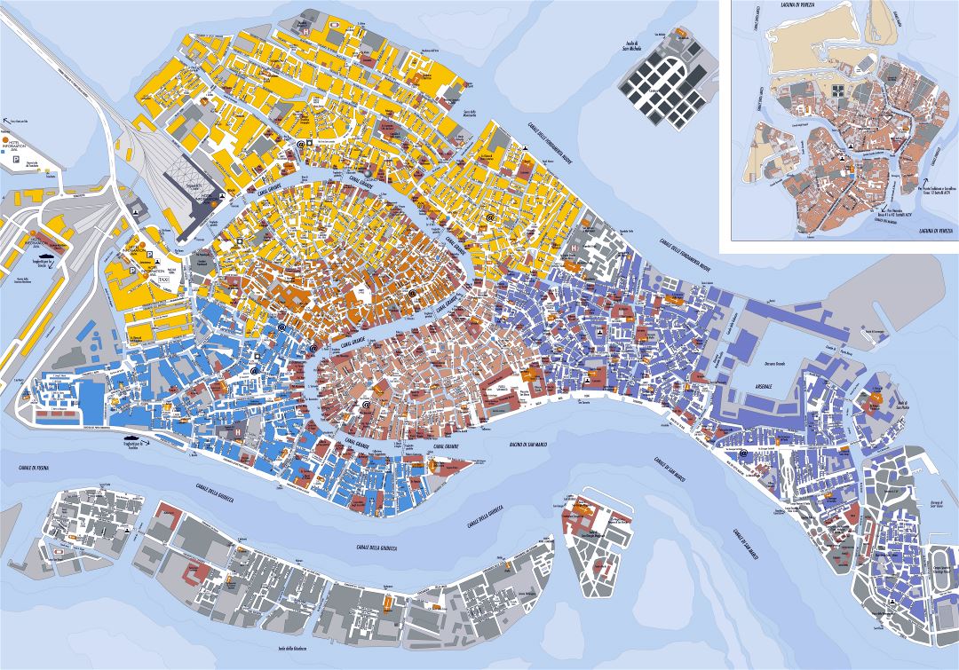 Большая детальная карта Венеции