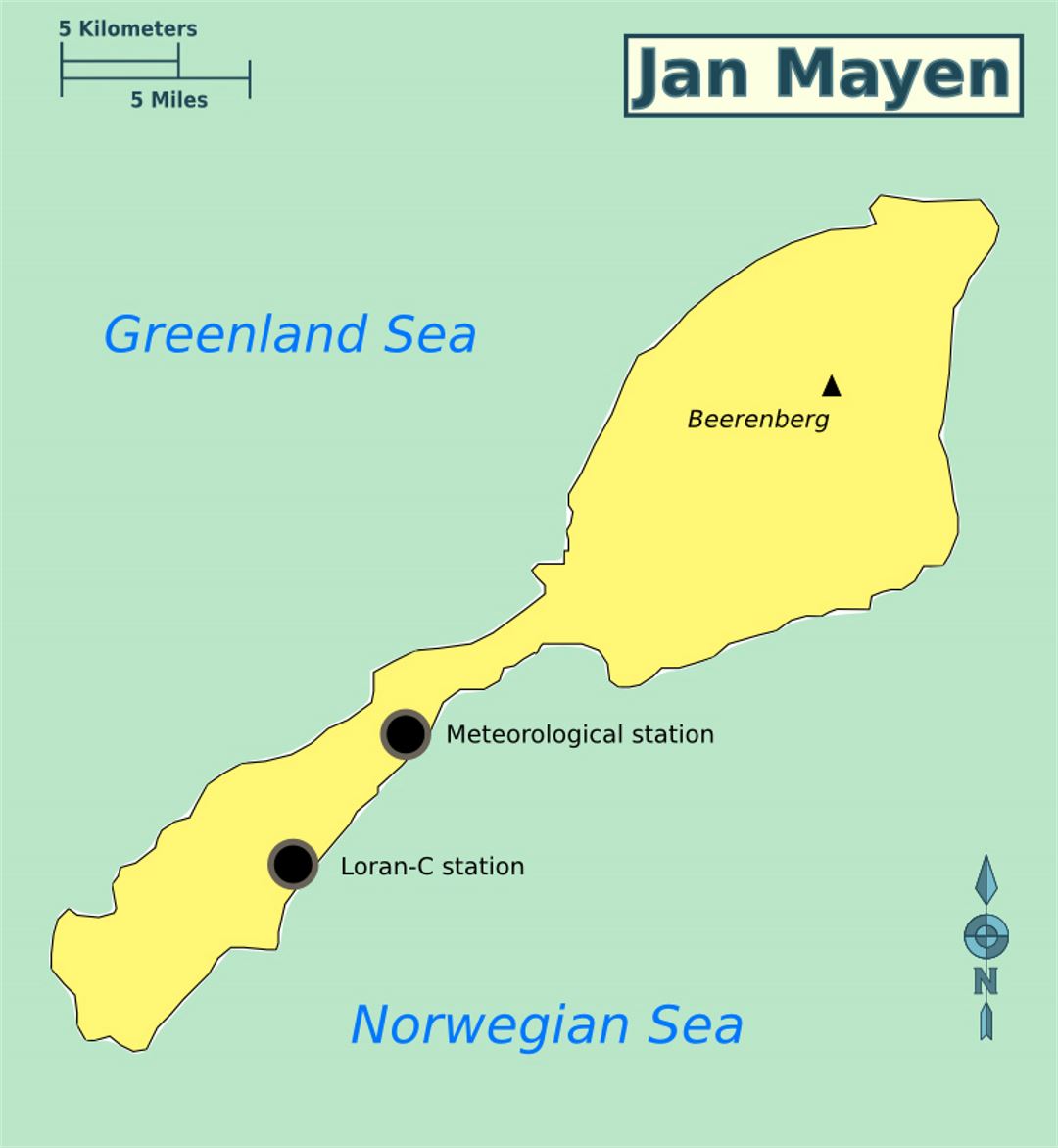 Детальная карта острова Ян-Майен