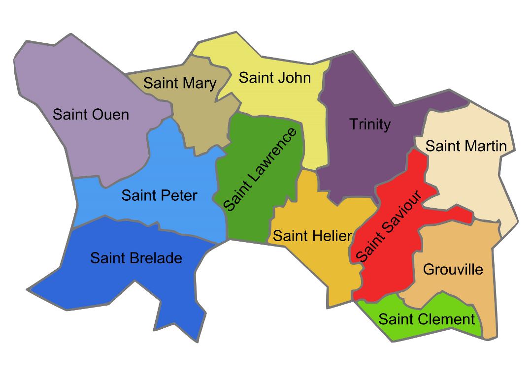 Большая административная карта Джерси