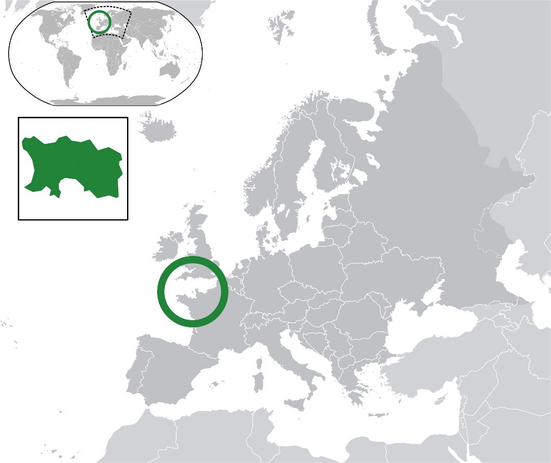 Большая карта расположения Джерси