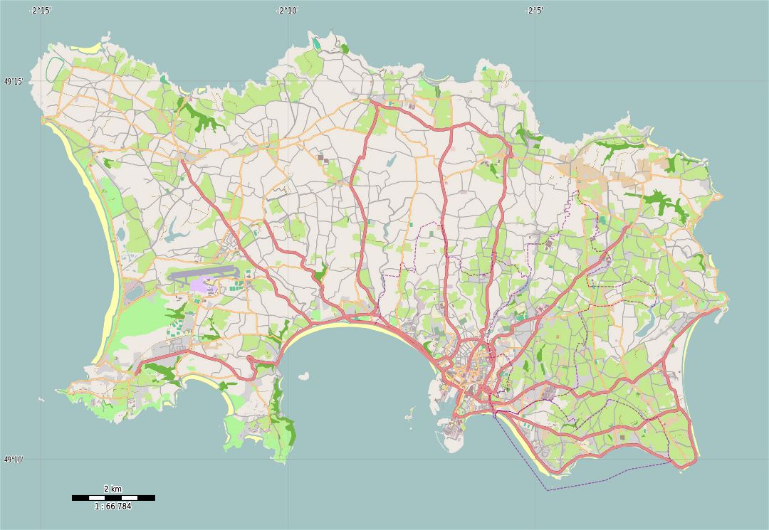 Большая карта дорог острова Джерси