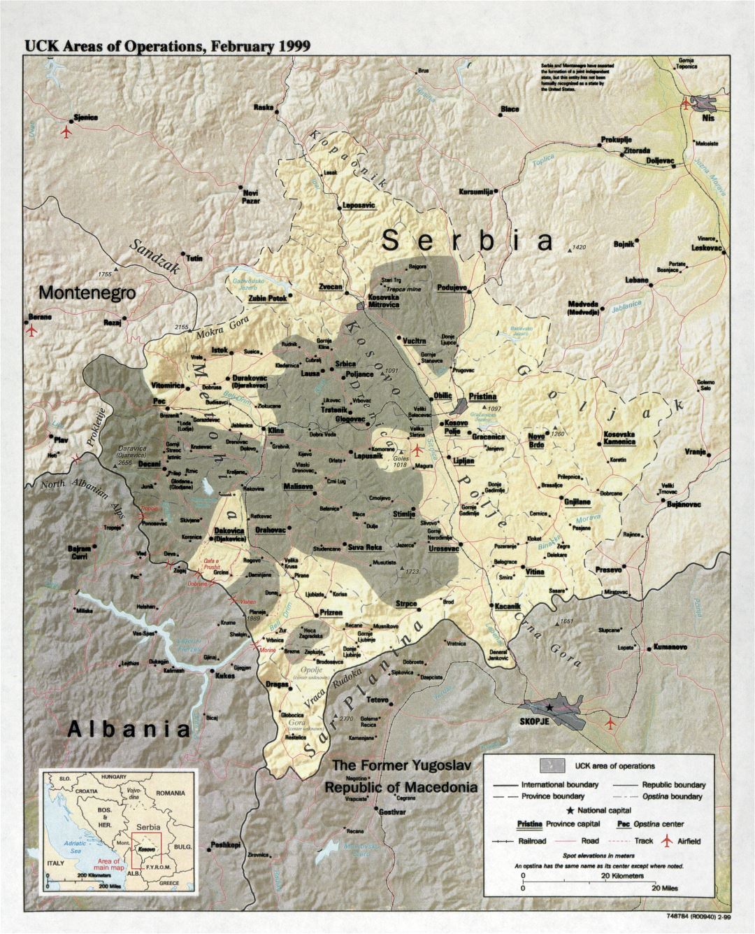 Крупномасштабные карты операций UCK - февраль 1999 года (Косово, Сербия)