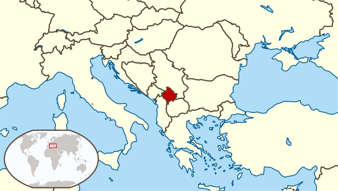 Большая карта расположения Косово в мире