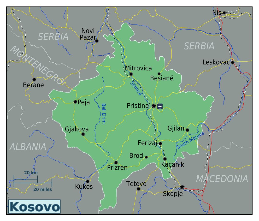 Большая карта Косово