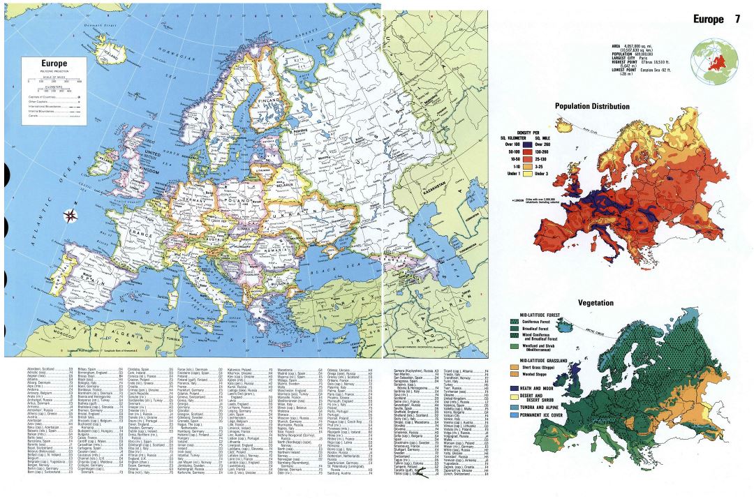 Большая подробная политическая карта Европы