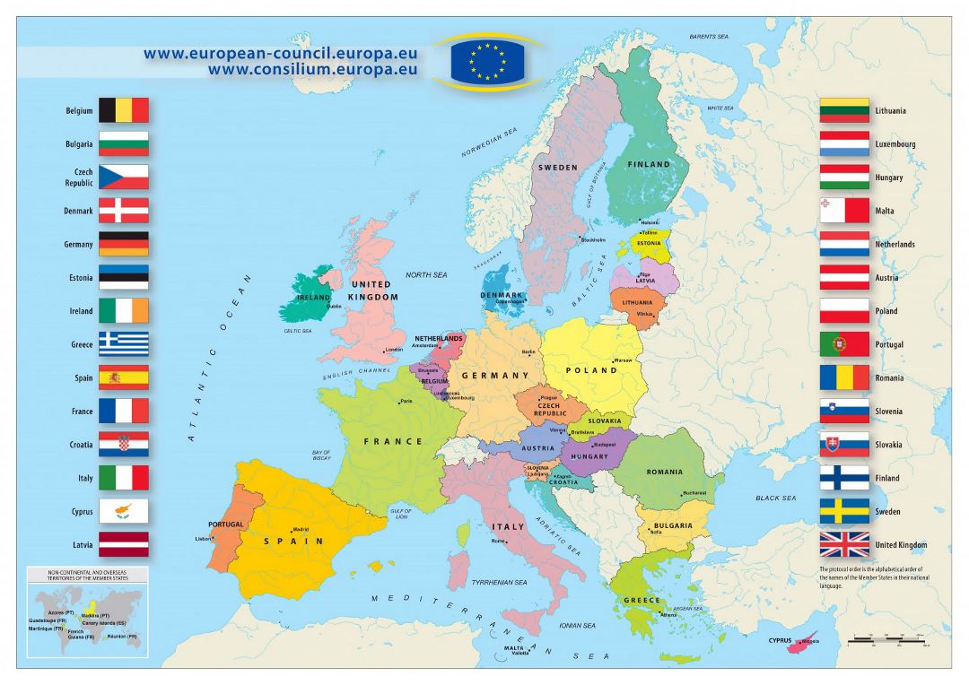 Большая карта Европейского союза - 2013
