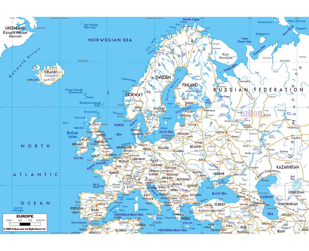 Карты Европы и Европейских стран