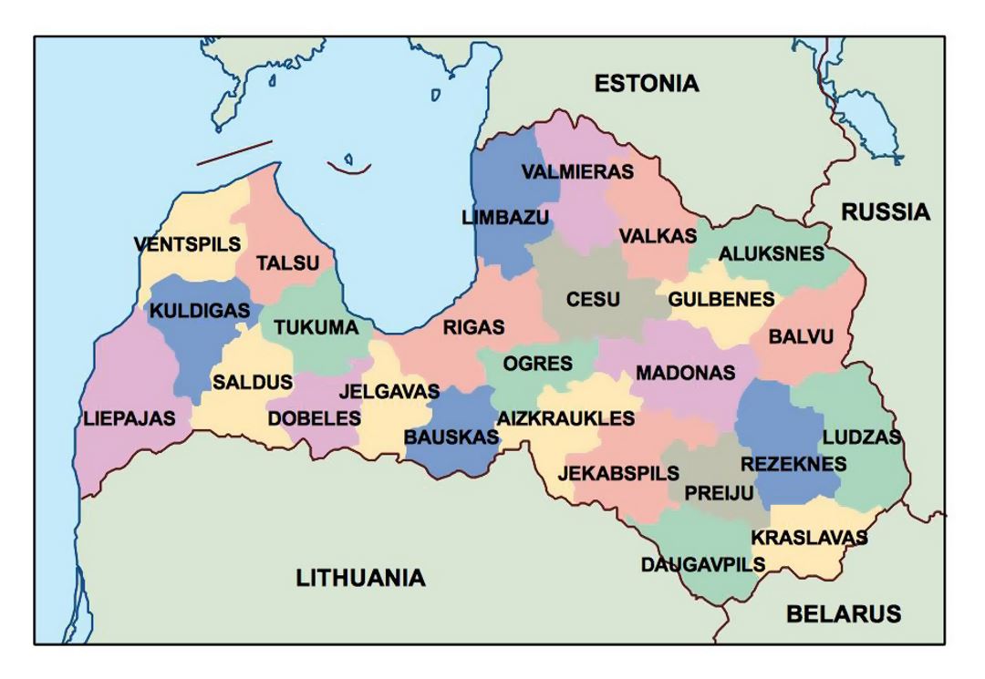 Административная карта Латвии