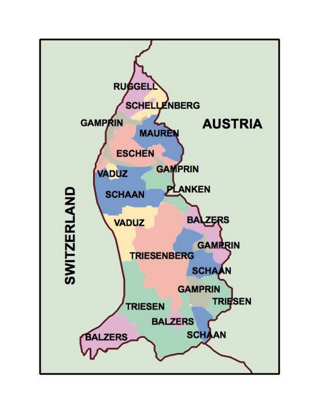 Административная карта Лихтенштейна