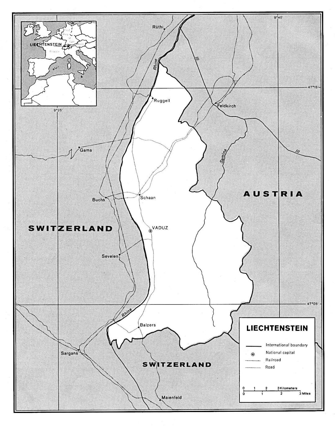 Большая политическая карта Лихтенштейна