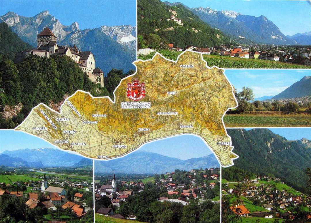 Большая туристическая карта Лихтенштейна