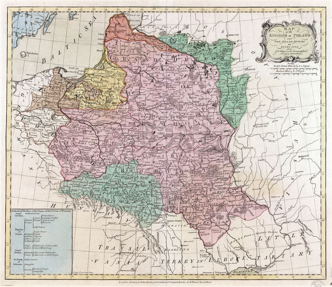 Большая подробная карта Королевства Польши и Великого княжества Литовского - 177x